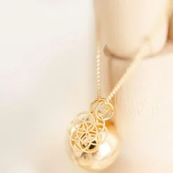 Pleine Lune Bola de grossesse Gri-Gri Graine de vie chaîne (or jaune 18 carats)