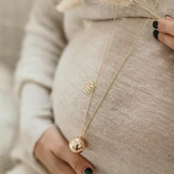 Pleine Lune Bola de grossesse Gri-Gri Graine de vie chaîne (or jaune 18 carats)