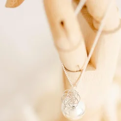 Pleine Lune Bola de grossesse Gri-Gri Graine de vie chaîne (plaqué argent 925)