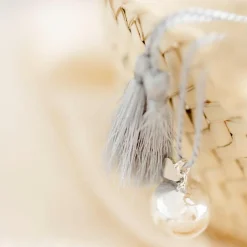 Pleine Lune Bola de grossesse Gri-Gri Cœur cordon nuage (plaqué argent 925)