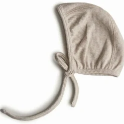 Mushie Bonnet de naissance à nouer Beige