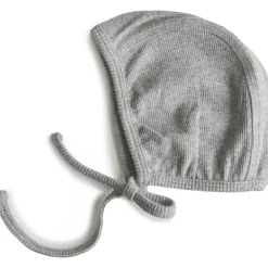 Mushie Bonnet de naissance à nouer Gray Melange