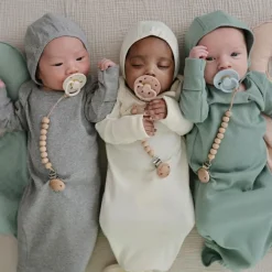 New Bonnet de naissance à nouer Roman Green Bonnet / Moufles Naissance