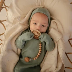 New Bonnet de naissance à nouer Roman Green Bonnet / Moufles Naissance