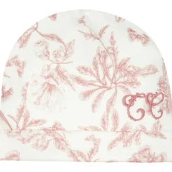 Tartine et Chocolat Bonnet de naissance en coton blanc Toile de Jouy