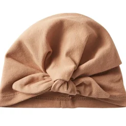 Bonnet de naissance noué cassonade Bonnet / Moufles Naissance