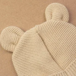 Trois Kilos Sept Bonnet de naissance Ours en maille Caramel (0-1 mois)