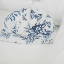 Tartine et Chocolat Bonnet de naissance Toile de Jouy bleu