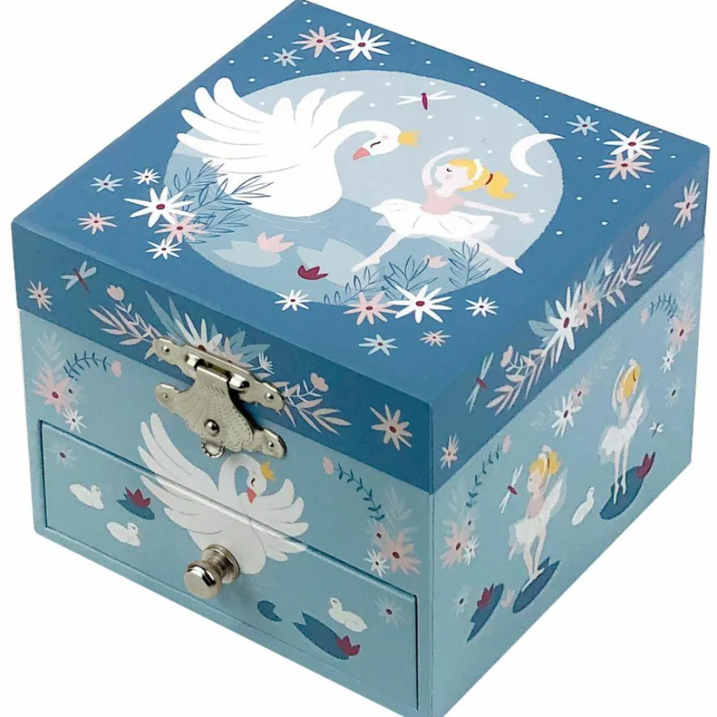 Boîte à bijoux musicale Lac des Cygnes bleue Boîte À Bijoux