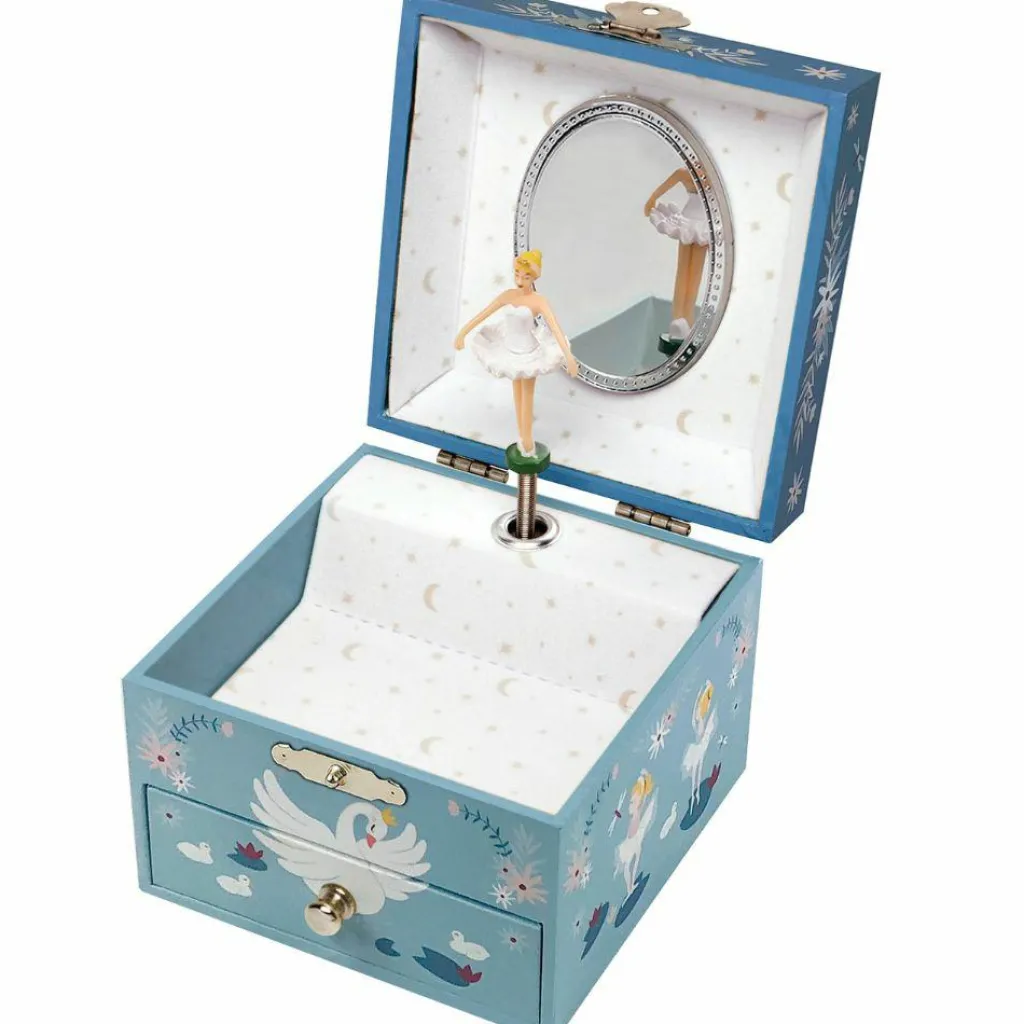 Boîte à bijoux musicale Lac des Cygnes bleue Boîte À Bijoux