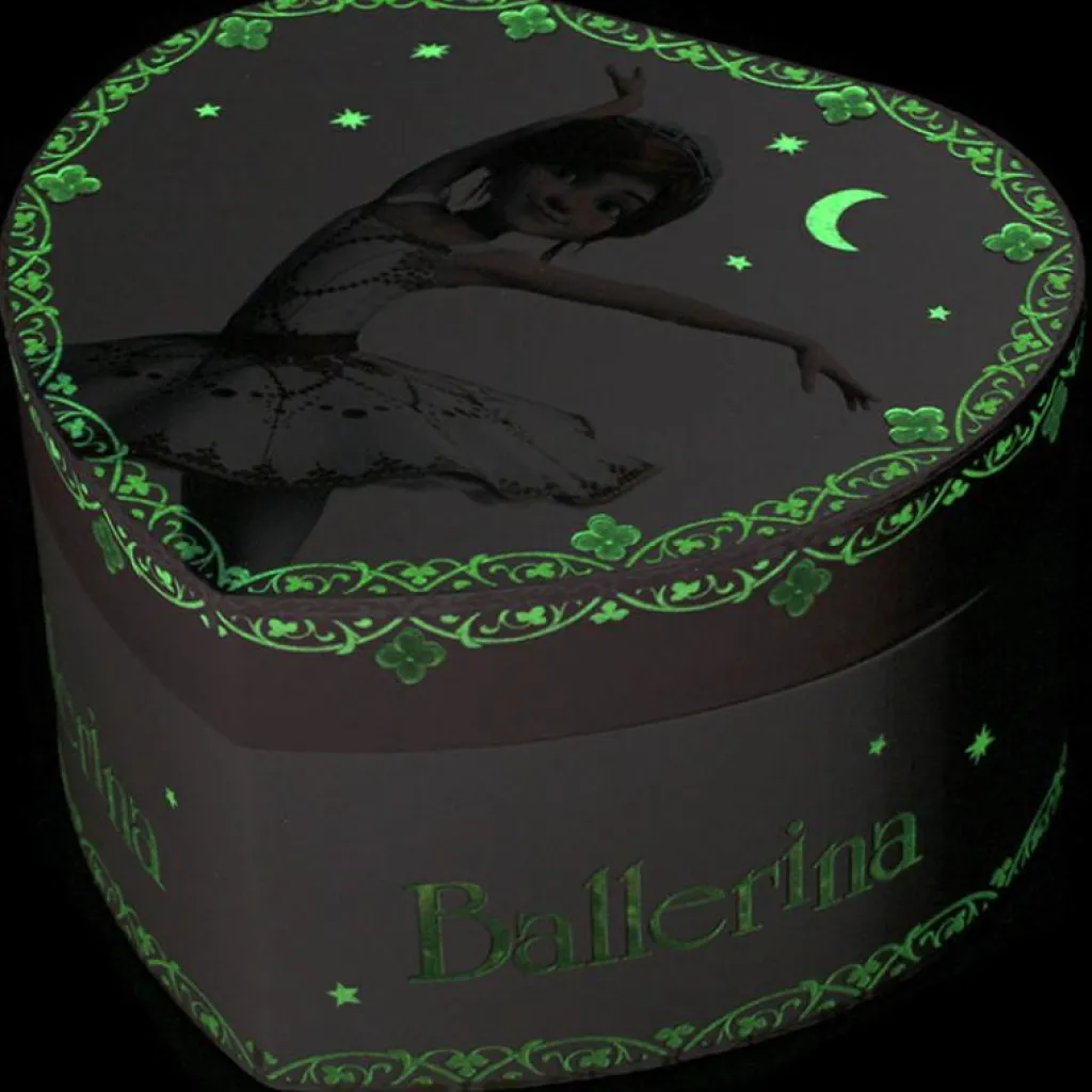 Boîte à bijoux musicale phosphorescente coeur Ballerina Boîte À Bijoux