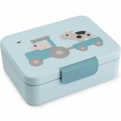 Done by Deer Boîte à goûter avec séparateur Tiny farm Bleu
