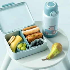 Done by Deer Boîte à goûter avec séparateur Tiny farm Bleu