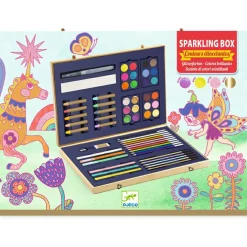 Djeco Boîte de couleurs pour dessiner, colorier et peindre Sparkling box