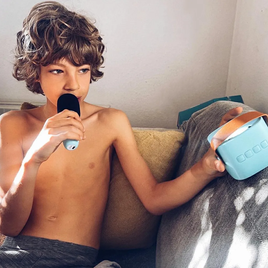 Lalarma Boîte karaoké enceinte et micro Bleu