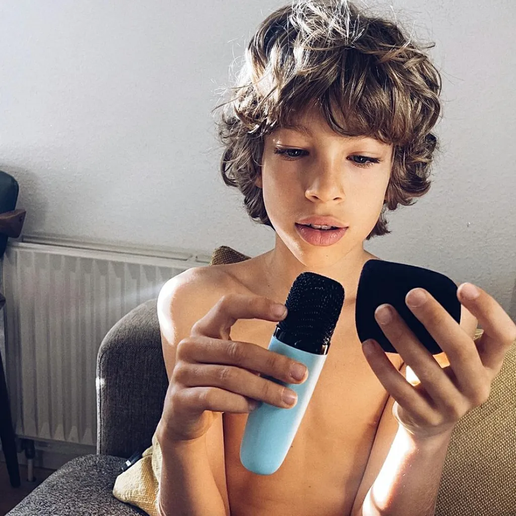 Lalarma Boîte karaoké enceinte et micro Bleu