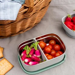 New Boîte repas en inox gris velours-vert sauge Boîte À Goûter / Lunch Box