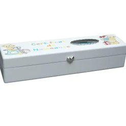 Boîte souvenir certificat de naissance Oursons personnalisable (métal argenté) Coffret Souvenirs