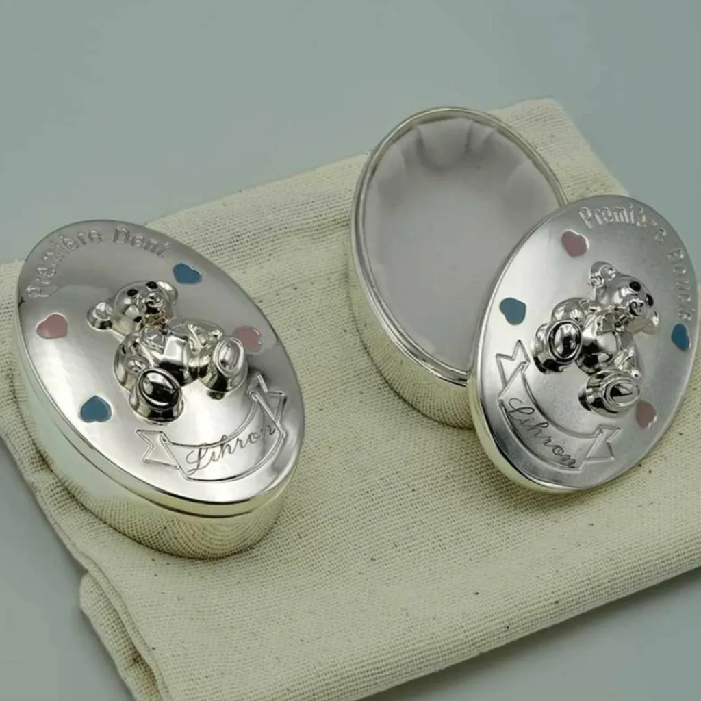 Discount Boîtes première dent et première boucle de cheveux personnalisables (métal argenté) Boîte À Dents