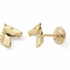 New Boucles d'oreilles à vis Cheval (or jaune 9 carats) Enfant Boucles D'Oreilles Enfant