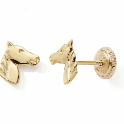 New Boucles d'oreilles à vis Cheval (or jaune 9 carats) Enfant Boucles D'Oreilles Enfant