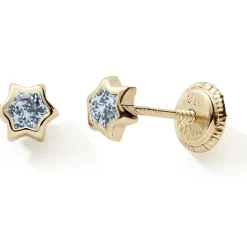 Outlet Boucles d'oreilles à vis Etoile bleu clair (or jaune 9 carats) Enfant Boucles D'Oreilles Enfant