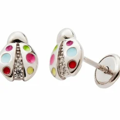 Enfant Baby bijoux Boucles d'oreilles Coccinelles Oxydes (argent)