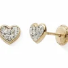 Hot Boucles d'oreilles Coeur blanc (or jaune 375°) Enfant Boucles D'Oreilles Enfant