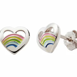 New Boucles d'oreilles Cœur Arc-en-ciel (argent) Enfant Boucles D'Oreilles Enfant