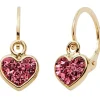 Clearance Boucles d'oreilles dormeuse Cœur rose (or jaune 9 carats) Enfant Boucles D'Oreilles Enfant