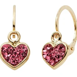 Clearance Boucles d'oreilles dormeuse Cœur rose (or jaune 9 carats) Enfant Boucles D'Oreilles Enfant