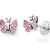 New Boucles d'oreilles Easy Viss Papillon laqué rose (argent 925) Enfant Boucles D'Oreilles Enfant
