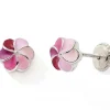 Best Boucles d'oreilles Easy Viss Fleur laquée rose (argent 925) Enfant Boucles D'Oreilles Enfant