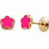 Discount Boucles d'oreilles Fleur laquée Fushia (or jaune 375°) Enfant Boucles D'Oreilles Enfant