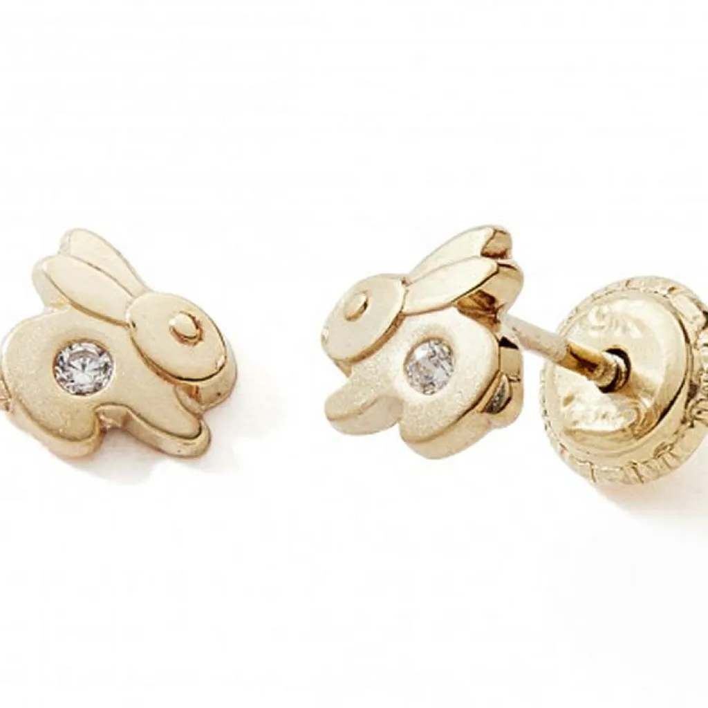 Clearance Boucles d'oreilles Lapin (or jaune 375°) Enfant Boucles D'Oreilles Enfant
