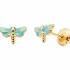 Outlet Boucles d'oreilles Libellule Bleu (or jaune 375°) Enfant Boucles D'Oreilles Enfant