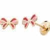 Best Boucles d'oreilles Nœud laqué Rose-Fushia (or jaune 375°) Enfant Boucles D'Oreilles Enfant