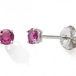 Enfant Baby bijoux Boucles d'oreilles Oxydes rouges 4 mm (argent)