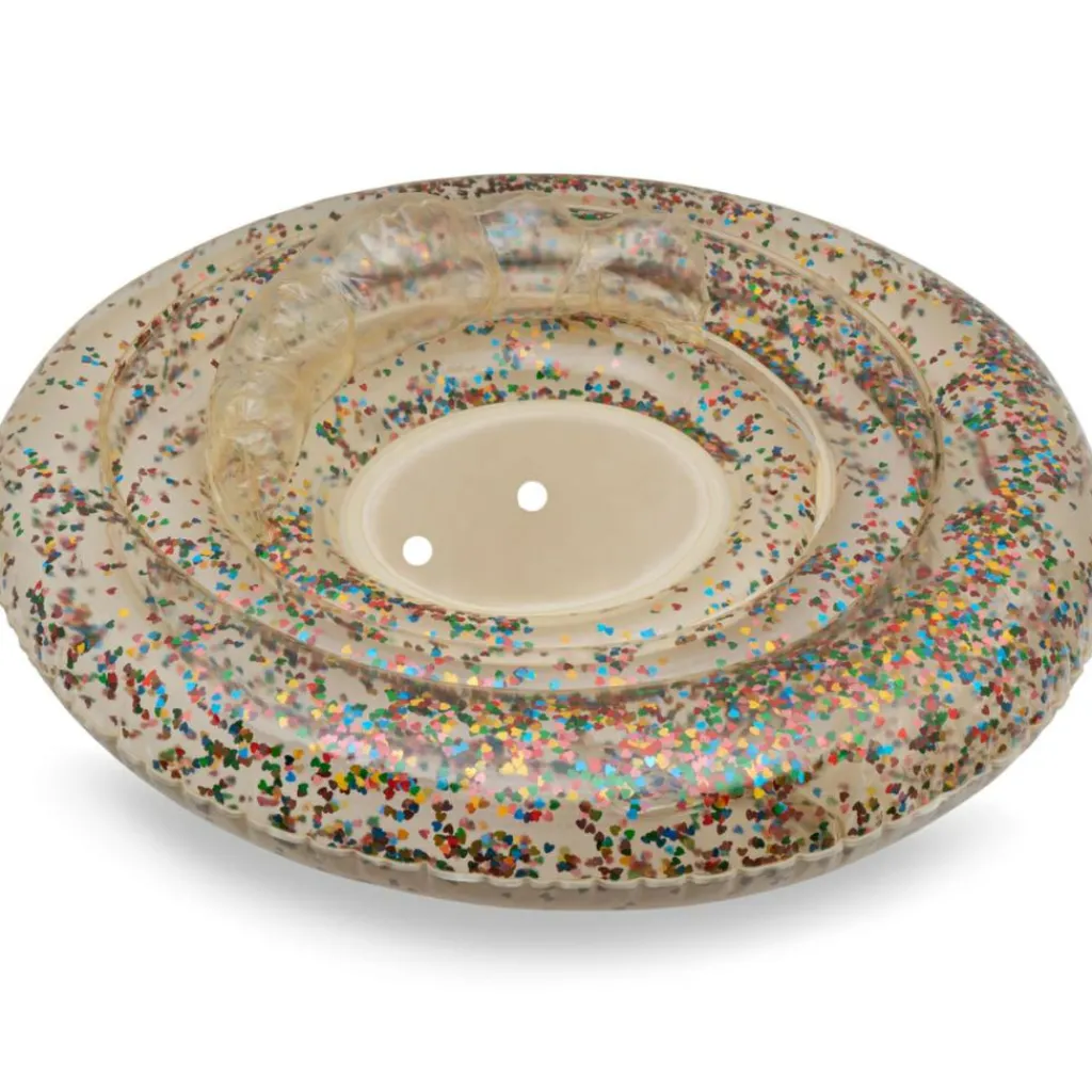 Konges Slojd Bouée bébé coeur transparent et paillettes