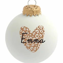 Baubels Boule de Noël Coeur léopard (personnalisable)