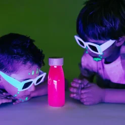 Petit Boum Bouteille sensorielle à paillettes Float Rose fluorescente