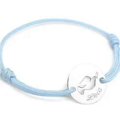 Petits trésors Bracelet cordon enfant Mini jeton colombe (argent 925°)