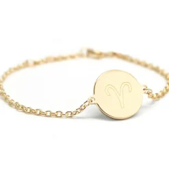 Outlet Bracelet chaîne médaille Bélier personnalisable (plaqué or) Enfant Bracelet Bébé / Enfant
