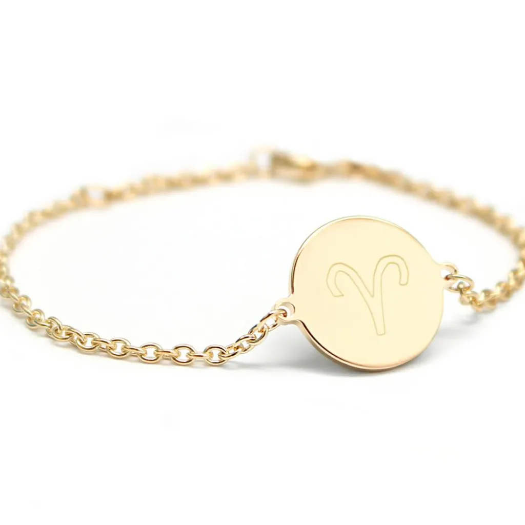 Outlet Bracelet chaîne médaille Bélier personnalisable (plaqué or) Enfant Bracelet Bébé / Enfant