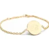 Clearance Bracelet chaîne médaille Cancer personnalisable (plaqué or) Enfant Bracelet Bébé / Enfant