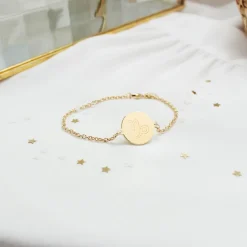 Online Bracelet chaîne médaille Capricorne personnalisable (plaqué or) Enfant Bracelet Bébé / Enfant