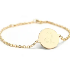 Sale Bracelet chaîne médaille Lion personnalisable (plaqué or) Enfant Bracelet Bébé / Enfant