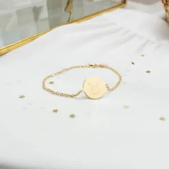 Best Bracelet chaîne médaille Taureau personnalisable (plaqué or) Enfant Bracelet Bébé / Enfant