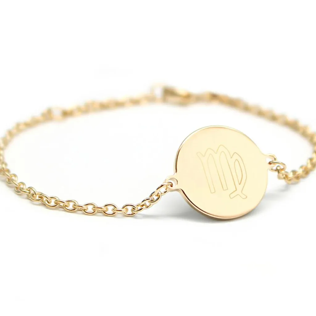 Sale Bracelet chaîne médaille Vierge personnalisable (plaqué or) Enfant Bracelet Bébé / Enfant