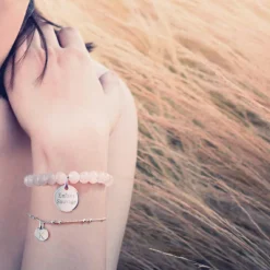 Petits trésors Bracelet chaîne perlée médaille coeur personnalisable (argent 925°)